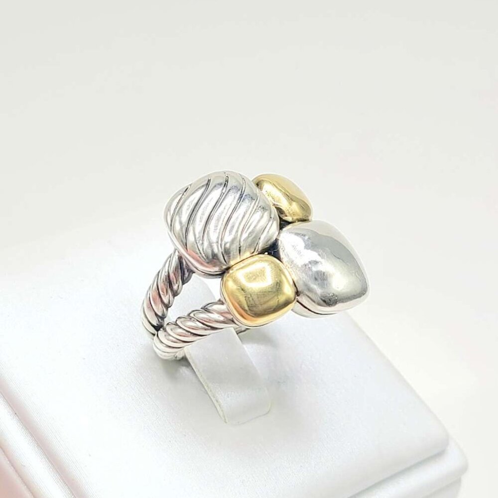 David Yurman Mosaic Chiclet Ring w/ 18K Yellow Gold - Size 6 - RARE - Picture 2 of 12
